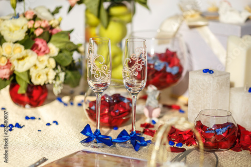wedding decor festive glasses for the newlyweds