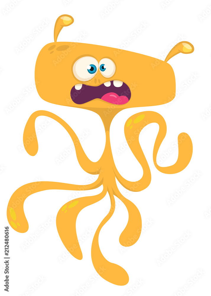 Cute cartoon monster alien or octopus. Vector illustration. Design for children book, sticker, print or party decoration