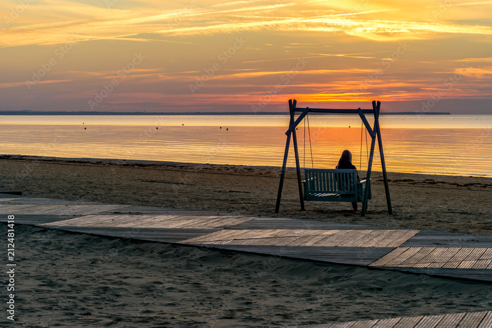 Fototapeta premium Sunset at sandy beach of the Baltic sea