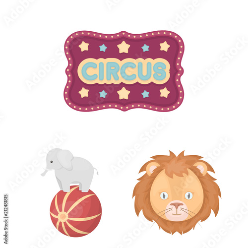 Circus and attributes cartoon icons in set collection for design. Circus Art vector symbol stock web illustration.