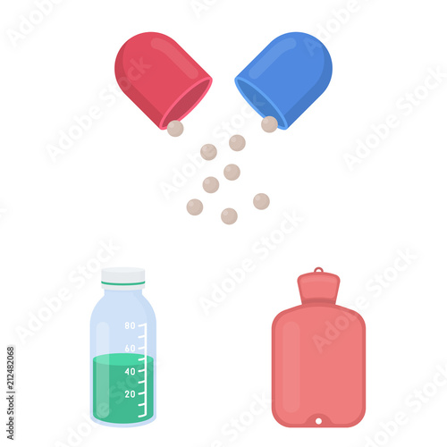 Medicine and treatment cartoon icons in set collection for design. Medicine and equipment vector symbol stock web illustration.