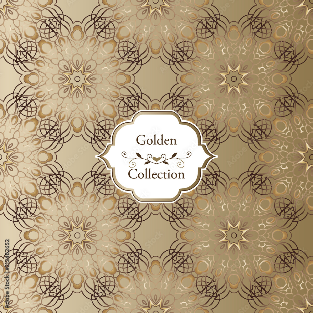 Abstract luxury golden seamless pattern. Golden vintage design elements. Elegant Decorative ornament for wallpaper, fabric, paper, invitation.