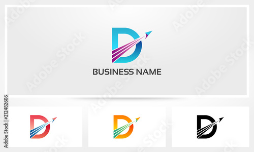 D Letter Aviation Arrow Airplane Logo
