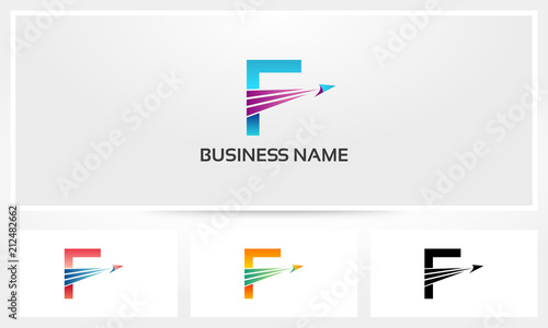 F Letter Aviation Arrow Airplane Logo