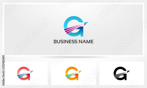 G Letter Aviation Arrow Airplane Logo
