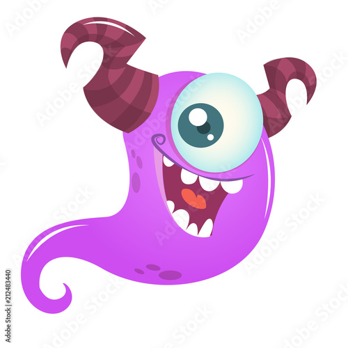 Happy cartoon monster or ghost. Vector  Halloween illustration of orange ghost