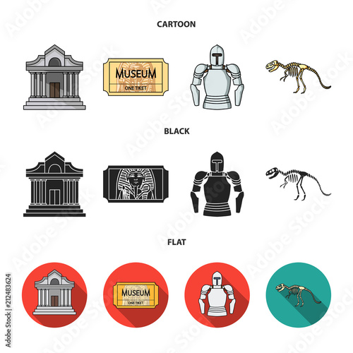 Picture, sarcophagus of the pharaoh, walkie-talkie, crown. Museum set collection icons in cartoon,black,flat style vector symbol stock illustration web.