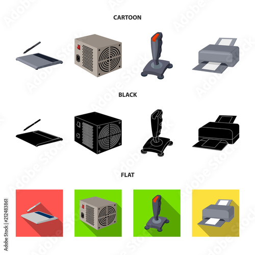 Power unit, dzhostik and other equipment. Personal computer set collection icons in cartoon,black,flat style vector symbol stock illustration web. photo