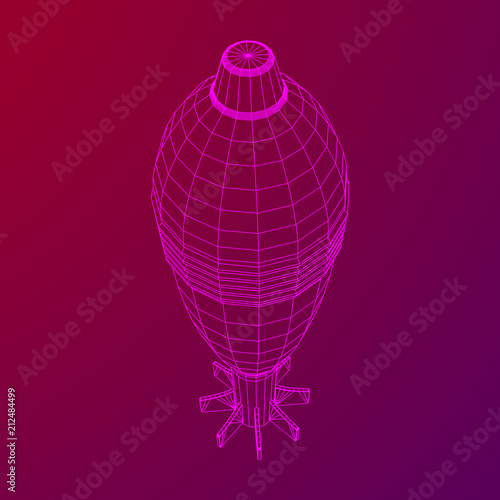 Missile, nuclear bomb or mortar mine Wireframe low poly mesh vector illustration