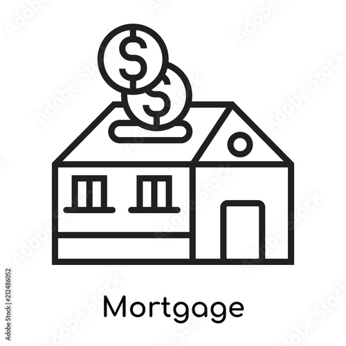 Mortgage icon vector sign and symbol isolated on white background, Mortgage logo concept