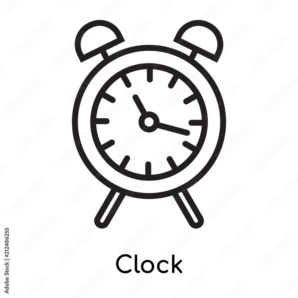 Clock icon vector sign and symbol isolated on white background, Clock logo concept Clock icon vector sign and symbol isolated on white background, Clock logo concept