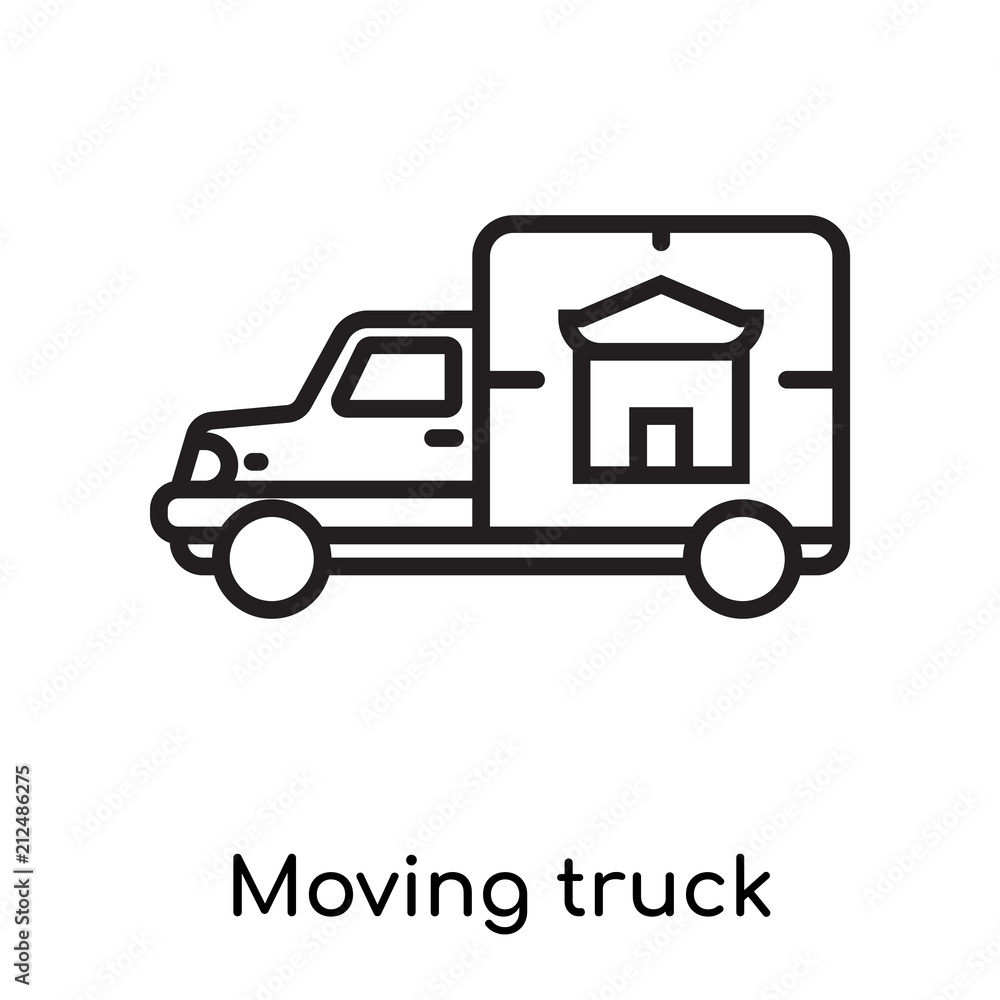 Moving truck icon vector sign and symbol isolated on white background, Moving truck logo concept Moving truck icon vector sign and symbol isolated on white background, Moving truck logo concept