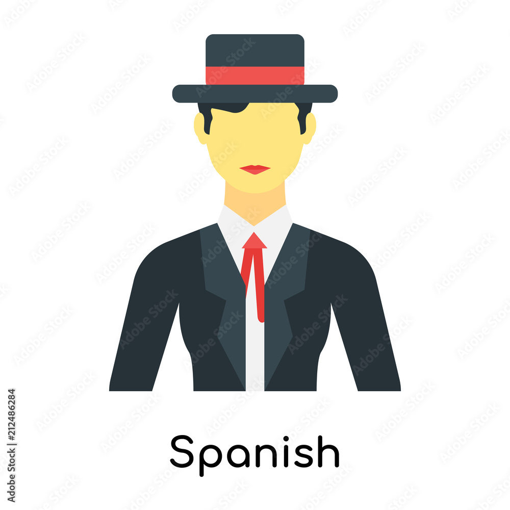 Spanish icon vector sign and symbol isolated on white background, Spanish logo concept Spanish icon vector sign and symbol isolated on white background, Spanish logo concept