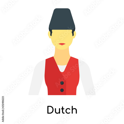 Dutch icon vector sign and symbol isolated on white background, Dutch logo concept