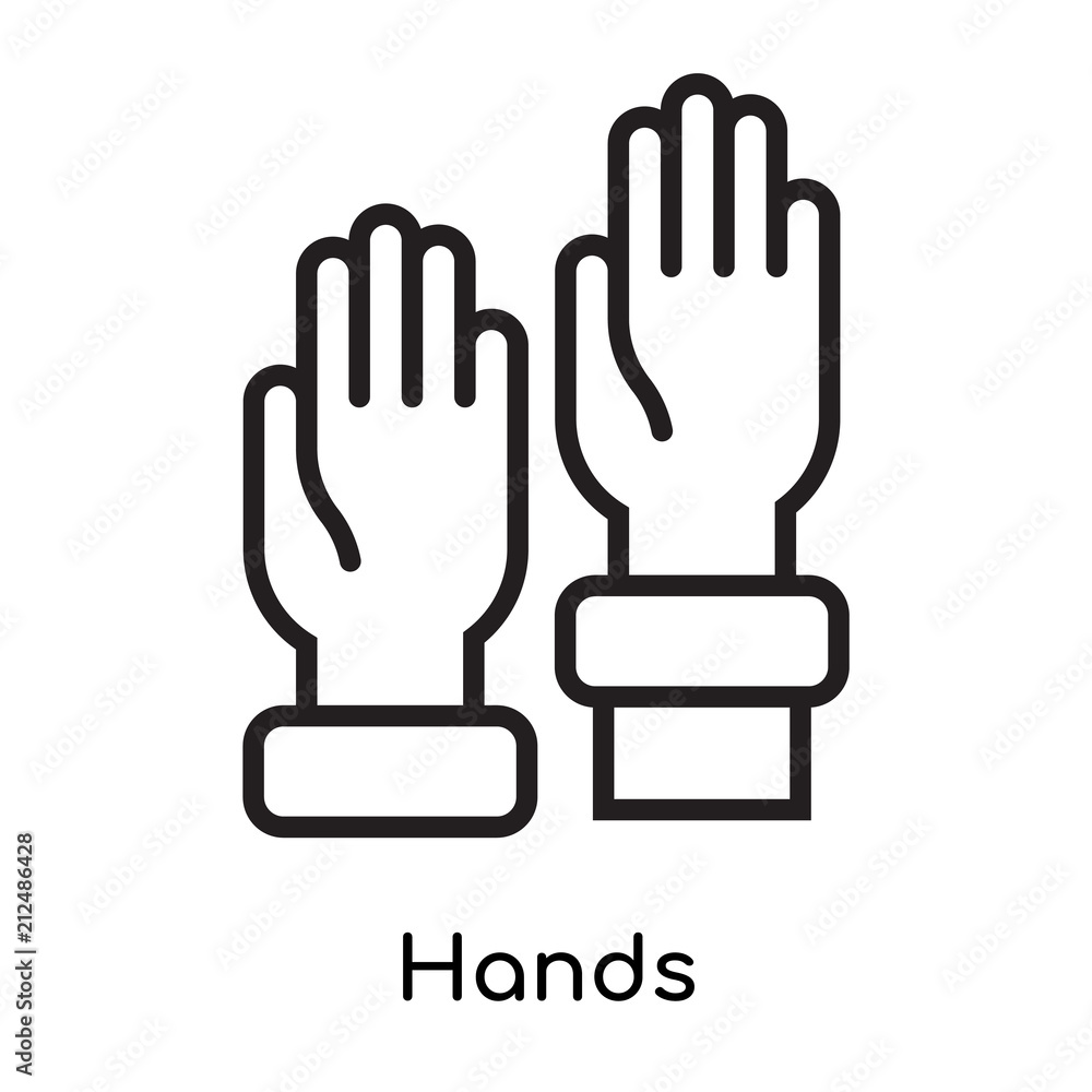 Hands icon vector sign and symbol isolated on white background, Hands logo concept Hands icon vector sign and symbol isolated on white background, Hands logo concept