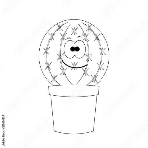 Colorless  cartoon cactus vector illustration isolated on white 