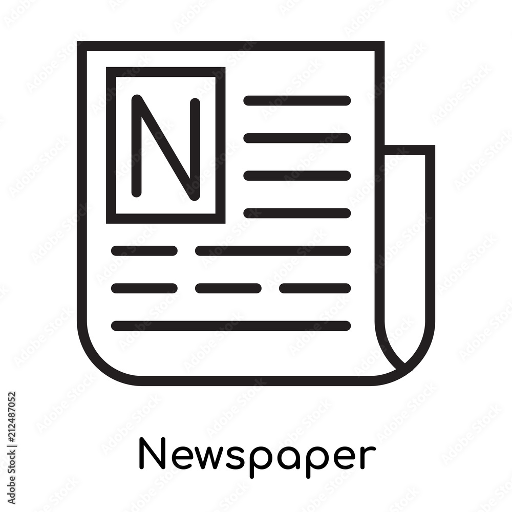 Fototapeta premium Newspaper icon vector sign and symbol isolated on white background, Newspaper logo concept