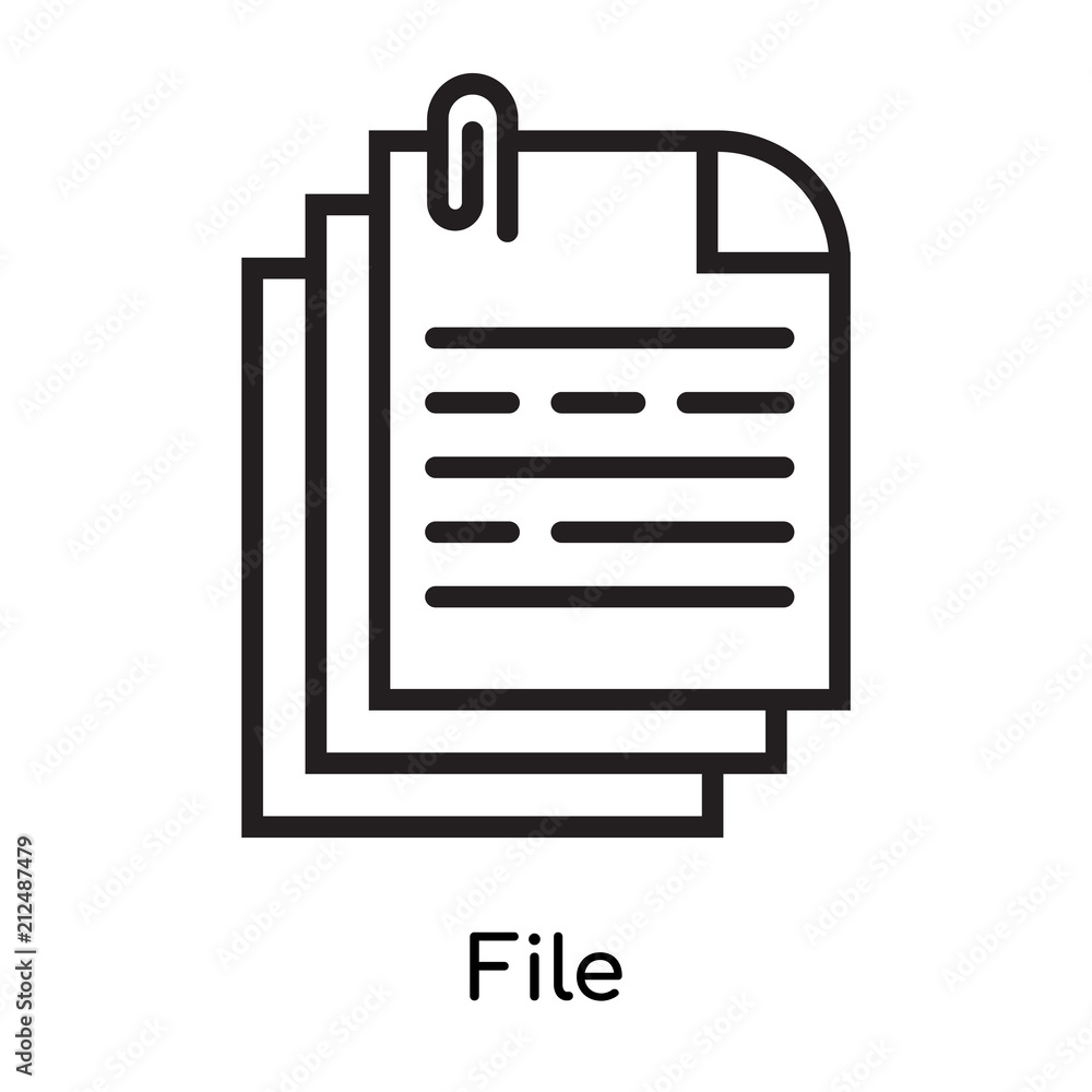 File icon vector sign and symbol isolated on white background, File logo concept File icon vector sign and symbol isolated on white background, File logo concept