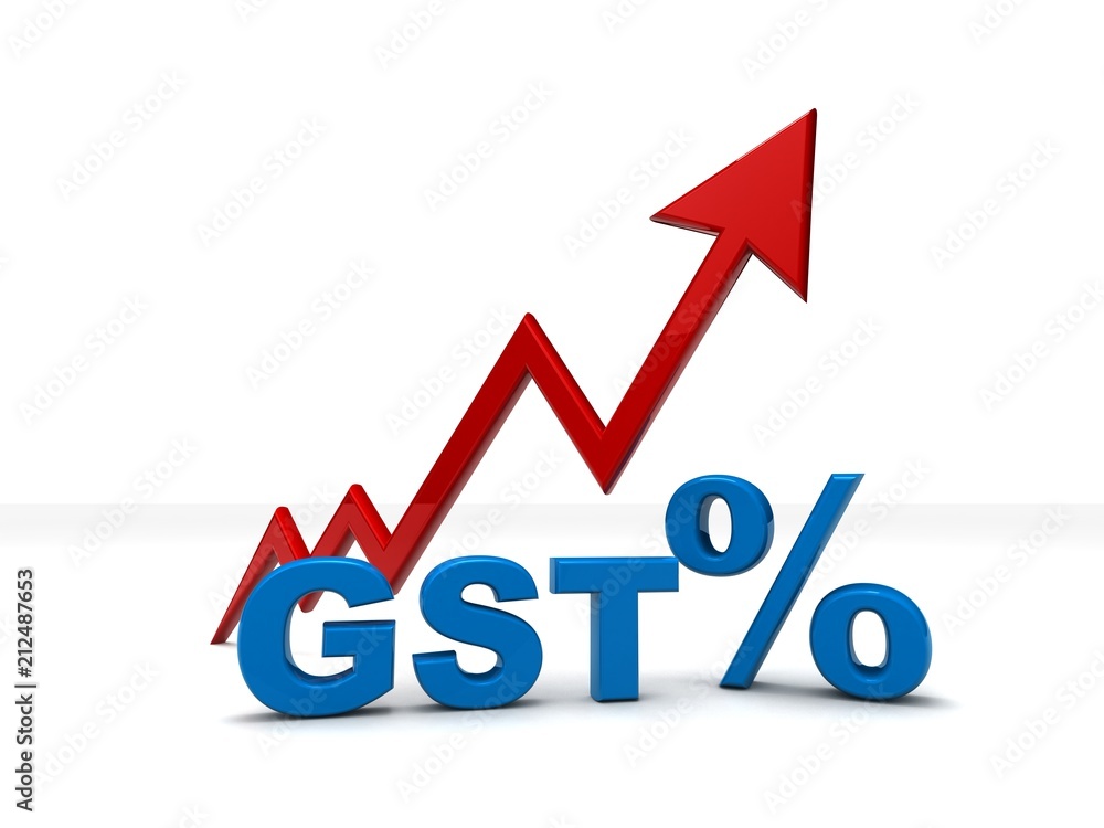3d Illustration GST Tax India Concept isolated in white background 3d Illustration GST Tax India Concept isolated in white background