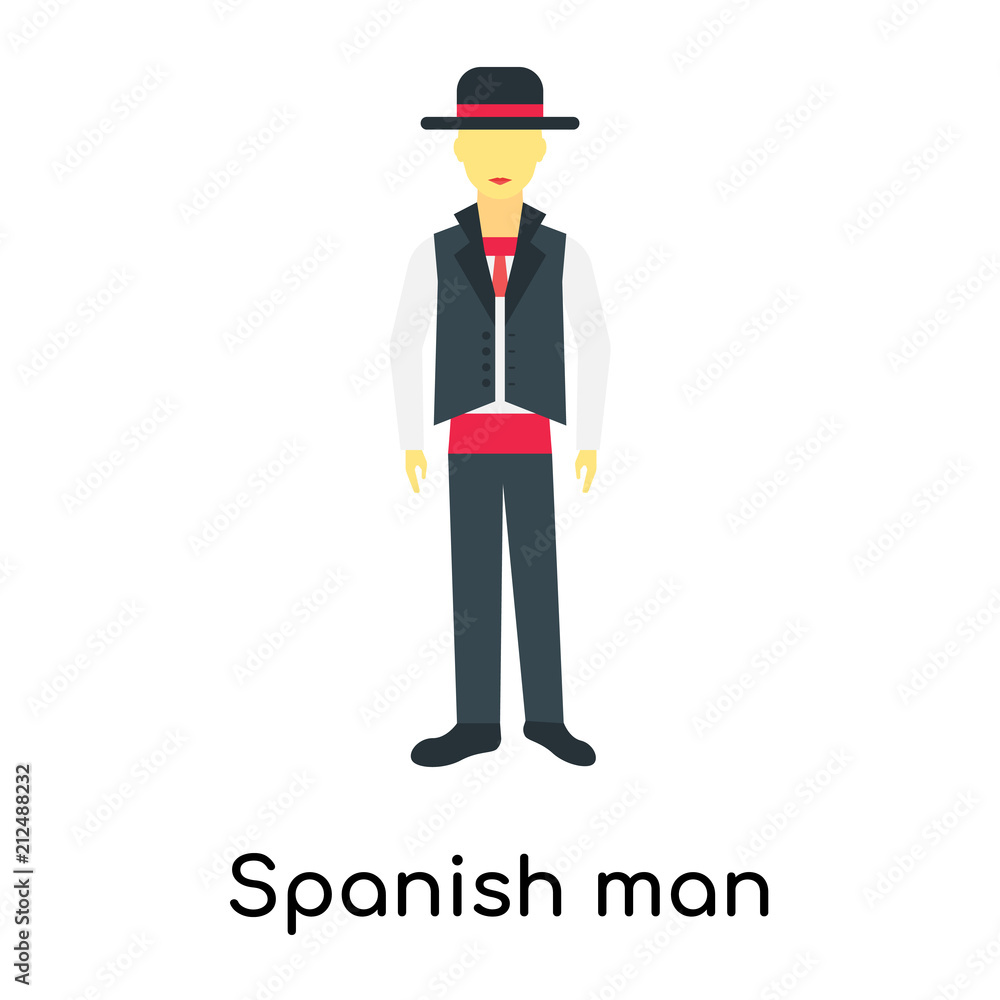 Spanish man icon vector sign and symbol isolated on white background, Spanish man logo concept