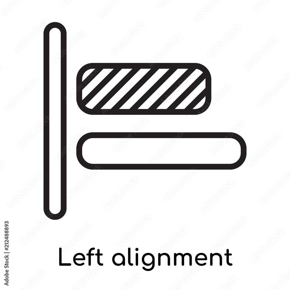 Left alignment icon vector sign and symbol isolated on white background, Left alignment logo concept Left alignment icon vector sign and symbol isolated on white background, Left alignment logo concept