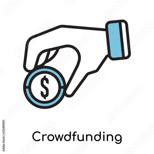 Crowdfunding icon vector sign and symbol isolated on white background, Crowdfunding logo concept