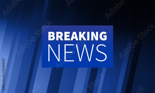 Stock vector illustration logo breaking news live banner. Blue lines background EPS10