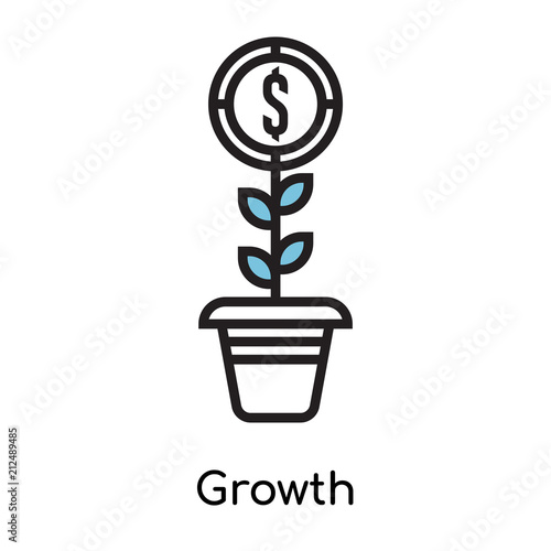 Growth icon vector sign and symbol isolated on white background  Growth logo concept