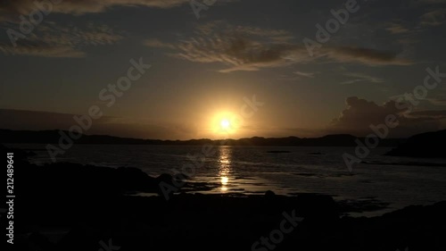 Coucher de soleil sur l'océan / Wide shot of the sunset on the scottish highland coast
