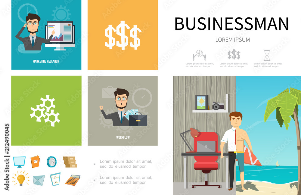 Flat Business People Infographic Template