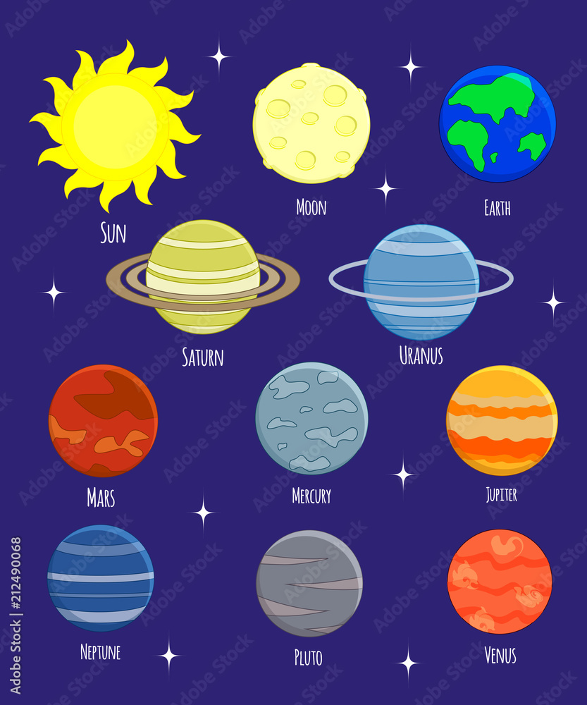 Vector set of solar system planets.