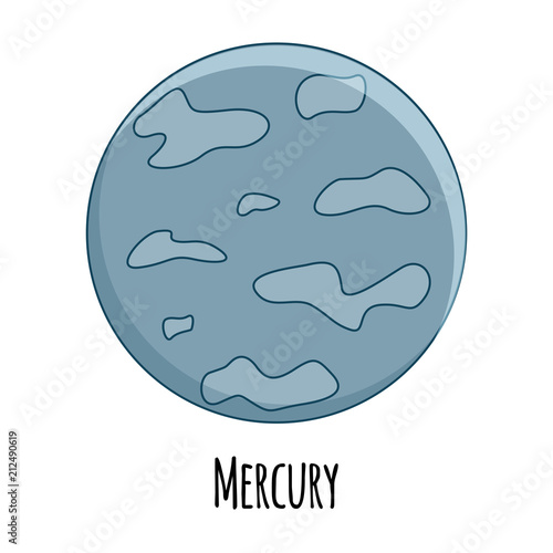 Cartoon Mercury  planet. Vector illustration isolated on white b