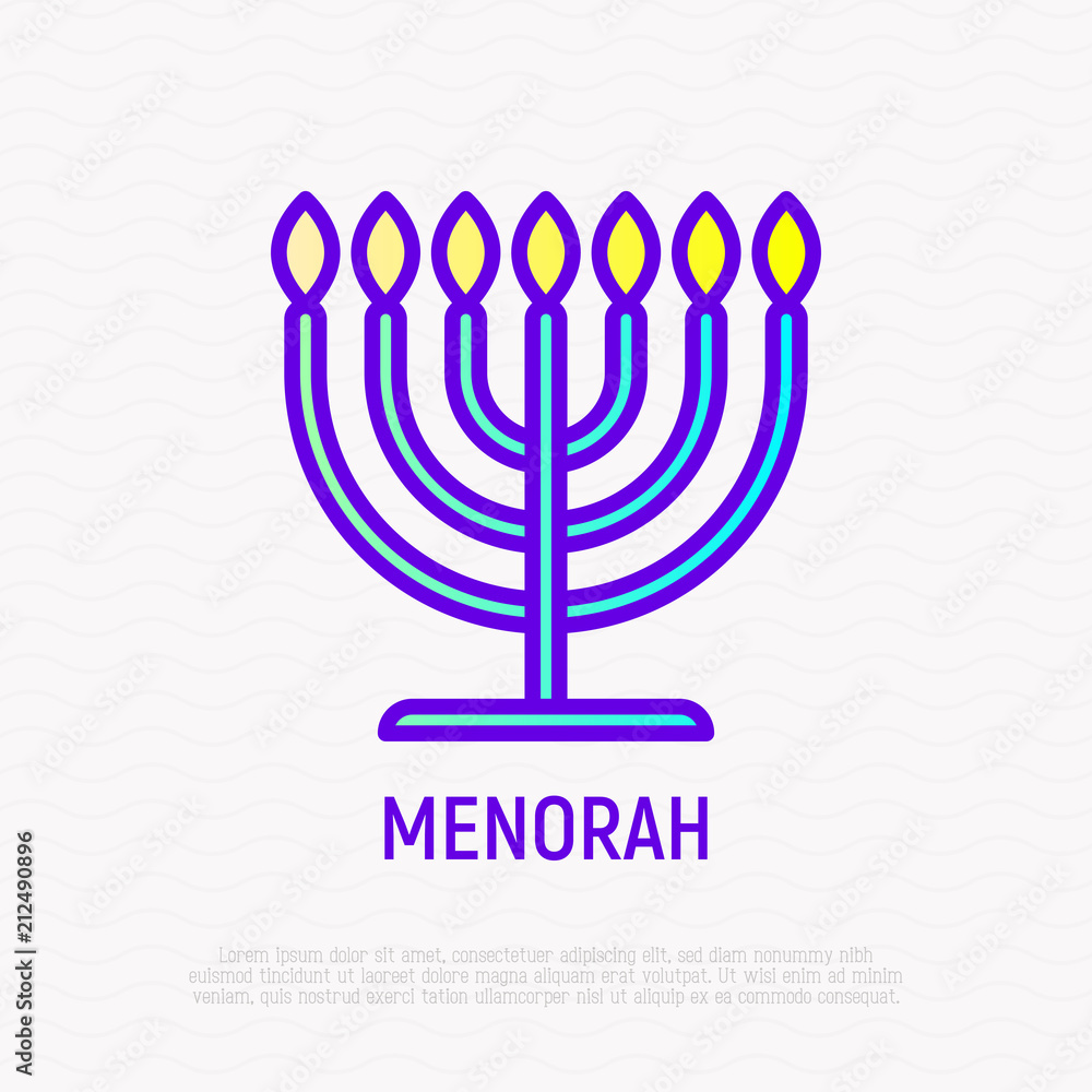 Menorah thin line icon. Modern vector illustration of candlestick. Menorah thin line icon. Modern vector illustration of candlestick.