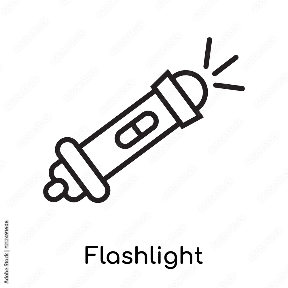 Flashlight icon vector sign and symbol isolated on white background, Flashlight logo concept Flashlight icon vector sign and symbol isolated on white background, Flashlight logo concept