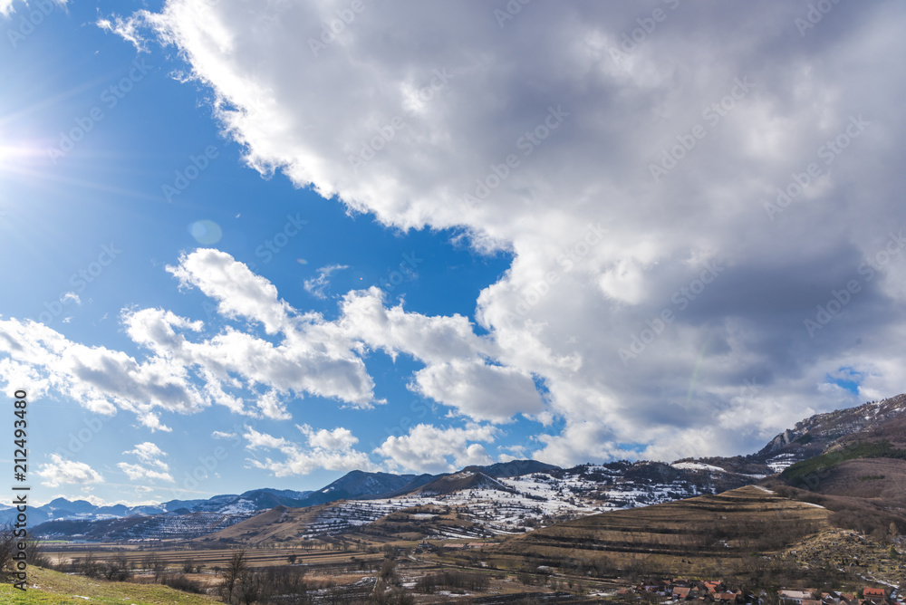 Mountains view in sunny day