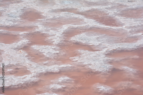 Pink lake with salt