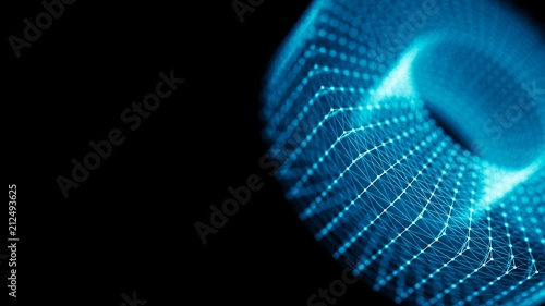 Technology connection structure. 3d rendering of twist form. Technology background. Ai element.