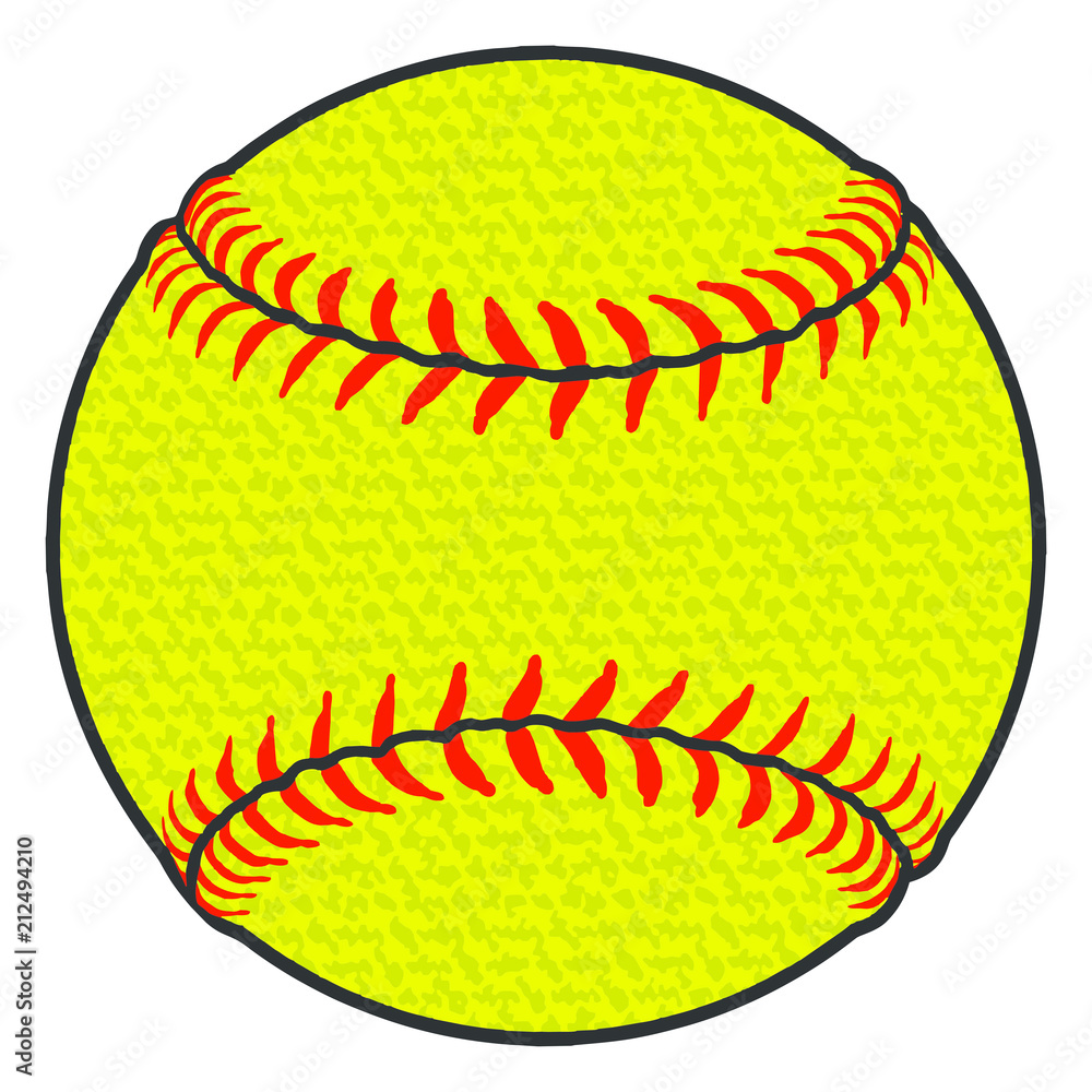 Softball - Textured is an illustration of a stylized flat color or spot color  softball. Uses four colors that are each it's own object for easier  editing. Stock Vector | Adobe Stock
