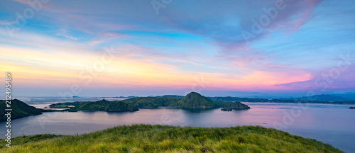 Panoramic View From the Top of Padar Island at Sunset, Komodo National Park, Flores Island, Indonesia