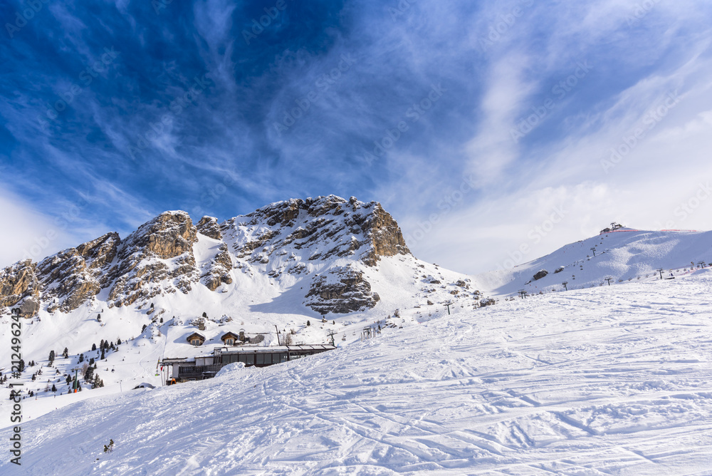 Ski resort in Dolomites Mountains, Sella Ronda