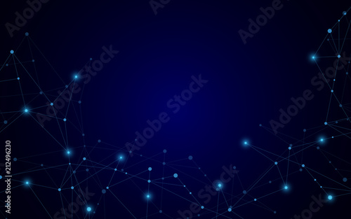 Abstract connection background with lines and dots vector. Geometric network connection and polygonal background.
