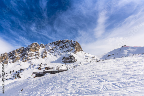 Ski resort in Dolomites Mountains  Sella Ronda