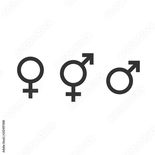 Gender icon. Female, male and transgender symbol. Vector illustration, flat design.