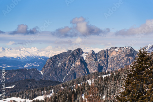 Winter landscape in Dolomites Mountains photo