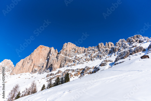 Winter landscape in Dolomites Mountains