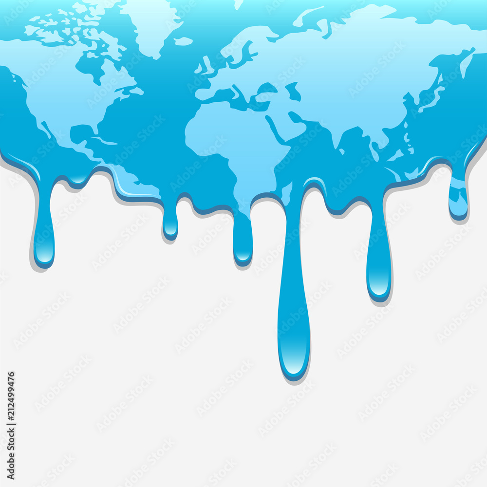 Melting world map. Concept global warming, take care world on blue background,vector illustration. Melting world map. Concept global warming, take care world on blue background,vector illustration.