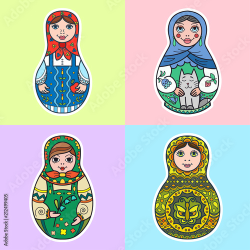Set of Russian traditional nested dolls (matryoshka).