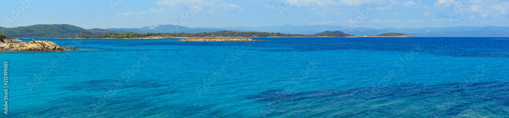 Aegean sea coast panorama (Chalkidiki, Greece).