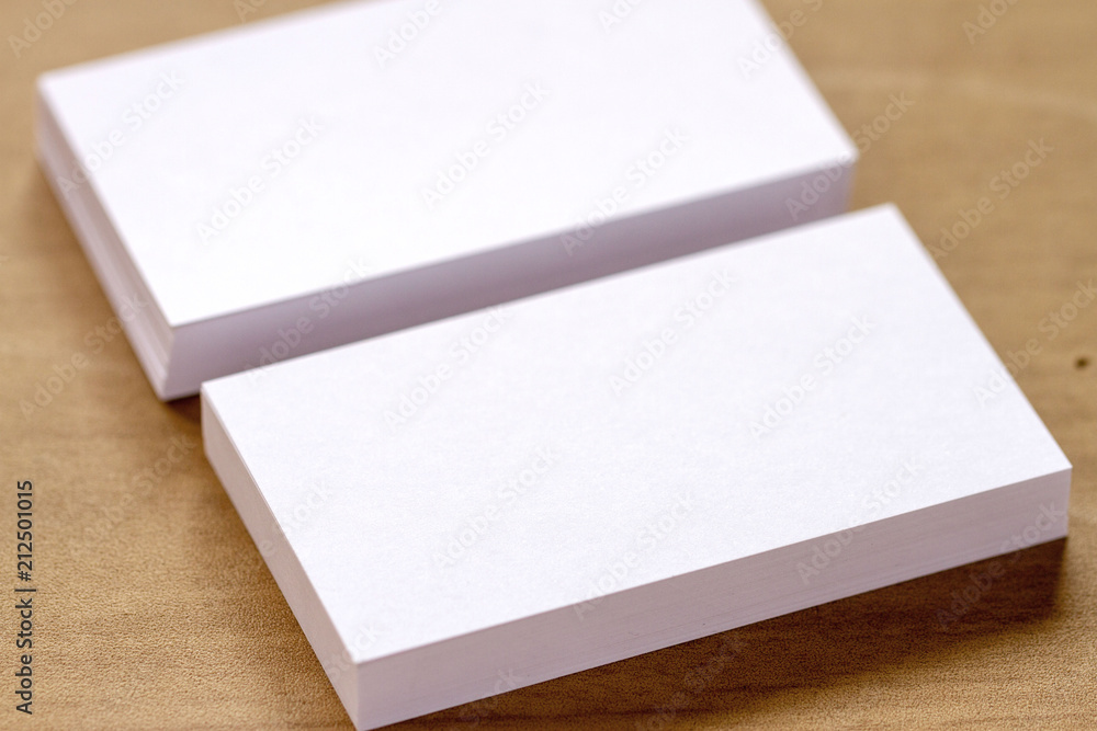 White business cards on table
