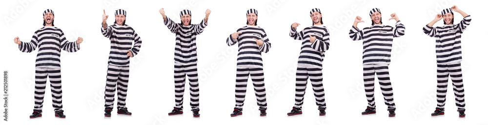 Prison inmate isolated on the white background Prison inmate isolated on the white background